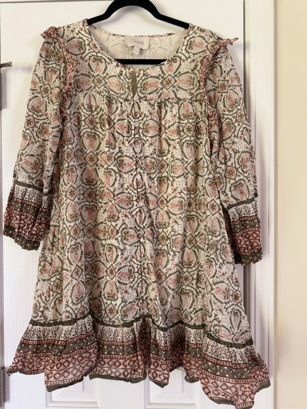 Cleobella Meadow Mini 3/4 Sleeve Dress Size Medium Flowy Floral Cottagecore